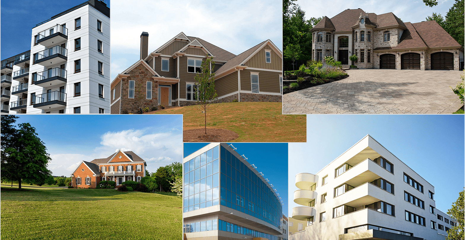 A collage of different types of houses.